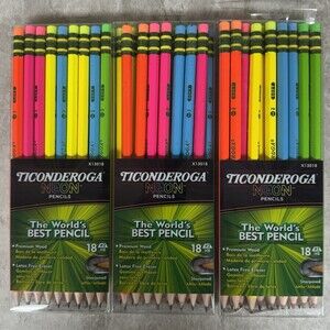 Ticonderoga 13810 #2 Neon Pencils 18 Pack X 3
